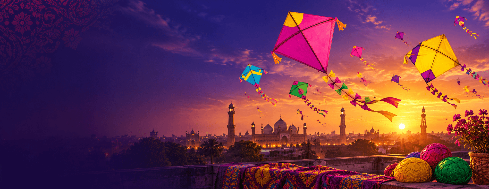 Colourful kites and pinna accessories arranged for EC Kites
